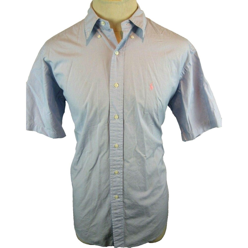 Mens Ralph Lauren Blue Label Blue Check Cotton SS Casual Shirt  sz M